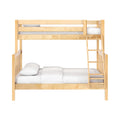 LAVISH XL NS : Bunk Bed Classic High Twin XL over Queen Bunk Bed with Angled Ladder on Front, Natural Birch Slats