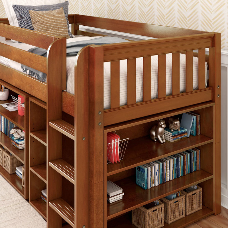 LOW RIDER LIB CS : Loft Bed Twin Library Low Loft, Slat, Chestnut