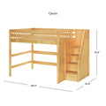 MAMMOTH XL NS : Loft Bed Queen High Loft Bed with Stairs on End, Natural Birch Slats