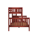 MELD XL CS : Bunk Bed Twin XL over Queen High Bunk Bed with Slide Platform, Slat, Chestnut