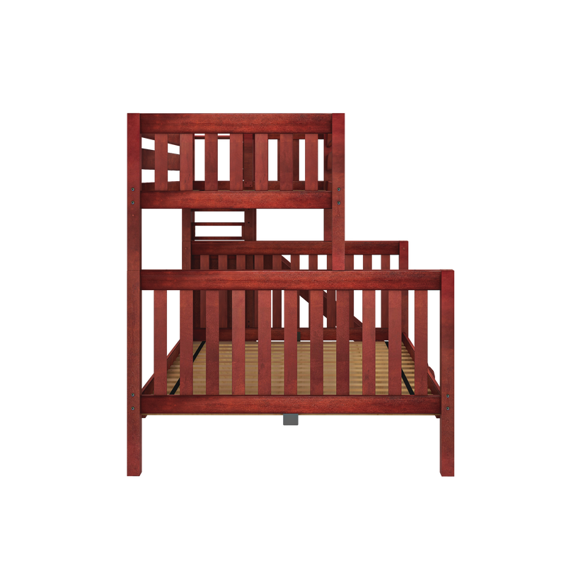 MELD XL CS : Bunk Bed Twin XL over Queen High Bunk Bed with Slide Platform, Slat, Chestnut