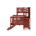 MELD XL CS : Bunk Bed Twin XL over Queen High Bunk Bed with Slide Platform, Slat, Chestnut