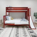 MELD XL CS : Bunk Bed Twin XL over Queen High Bunk Bed with Slide Platform, Slat, Chestnut