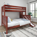 MELD XL CS : Bunk Bed Twin XL over Queen High Bunk Bed with Slide Platform, Slat, Chestnut
