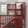 MELD XL CS : Bunk Bed Twin XL over Queen High Bunk Bed with Slide Platform, Slat, Chestnut
