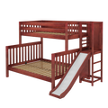 MELD XL CS : Bunk Bed Twin XL over Queen High Bunk Bed with Slide Platform, Slat, Chestnut