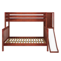 MELD XL CS : Bunk Bed Twin XL over Queen High Bunk Bed with Slide Platform, Slat, Chestnut