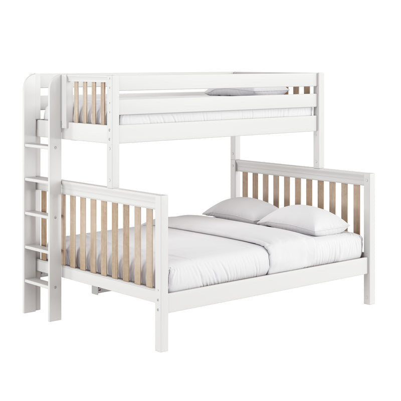 PLUSH XL 1 MWS : Staggered Bunk Beds Modern Twin XL over Queen High Bunk Bed with Straight Ladder on End