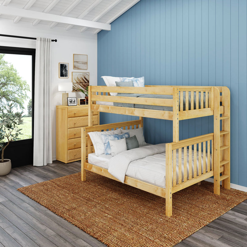 POSH XL 1 NS : Bunk Bed High Full XL over Queen Bunk Bed, Slat, Natural