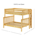 POSH XL 1 NS : Bunk Bed High Full XL over Queen Bunk Bed, Slat, Natural