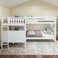 QUADRANT XL 1 WP : Quad Corner Bunk Full XL + Twin XL High Corner Bunk with Straight Ladders on Ends, White, Panel