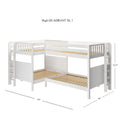 QUADRANT XL 1 WP : Quad Corner Bunk Full XL + Twin XL High Corner Bunk with Straight Ladders on Ends, White, Panel