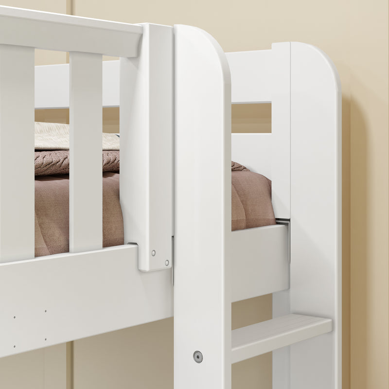 QUADRANT XL 1 WP : Quad Corner Bunk Full XL + Twin XL High Corner Bunk with Straight Ladders on Ends, White, Panel