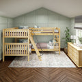 QUADRANT XL NS : Quad Corner Bunk Twin XL over Full XL High Corner Bunk Bed with Angled and Straight Ladder, Slat, Natural