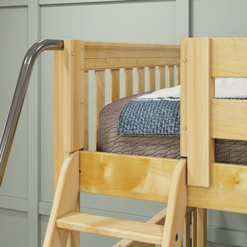 QUADRANT XL NS : Quad Corner Bunk Twin XL over Full XL High Corner Bunk Bed with Angled and Straight Ladder, Slat, Natural