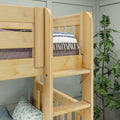 QUADRANT XL NS : Quad Corner Bunk Twin XL over Full XL High Corner Bunk Bed with Angled and Straight Ladder, Slat, Natural
