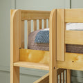 QUART XL NS : Quad Corner Bunk Queen + Twin XL High Quad Corner Bunk with Two Straight Ladders on Front, Natural Birch Slats