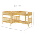 QUART XL NS : Quad Corner Bunk Queen + Twin XL High Quad Corner Bunk with Two Straight Ladders on Front, Natural Birch Slats