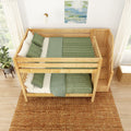 QUASAR NS : Bunk Bed Classic Mid Full Bunk Bed with Stairs on End, Natural Birch Slats