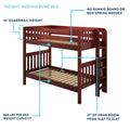 QUASAR NS : Bunk Bed Classic Mid Full Bunk Bed with Stairs on End, Natural Birch Slats
