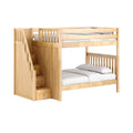 QUASAR NS : Bunk Bed Classic Mid Full Bunk Bed with Stairs on End, Natural Birch Slats