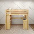 SLAM2 NS : Loft Bed Twin High Loft Bed with Straight Ladder on end, Storage + Desk, Slat, Natural