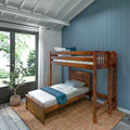 SLAM4 CP : Loft Bed Twin High Loft Bed with Straight Ladder on End + Twin Bed, Panel, Chestnut