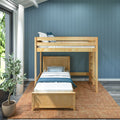 SLAM4 NP : Loft Bed Twin High Loft Bed with Straight Ladder on End + Twin Bed, Panel, Natural