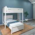 SLAM4 WP : Loft Bed Twin High Loft Bed with Straight Ladder on End + Twin Bed, Panel, White