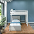 SLAM4 WP : Loft Bed Twin High Loft Bed with Straight Ladder on End + Twin Bed, Panel, White