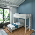 SLAM4 WP : Loft Bed Twin High Loft Bed with Straight Ladder on End + Twin Bed, Panel, White