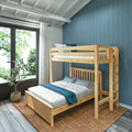 SLAM5 NS : Loft Bed Twin High Loft Bed with Straight Ladder on End + Full Bed, Slat, Natural