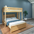 SLAM5 NS : Loft Bed Twin High Loft Bed with Straight Ladder on End + Full Bed, Slat, Natural
