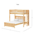 SLAM5 NS : Loft Bed Twin High Loft Bed with Straight Ladder on End + Full Bed, Slat, Natural