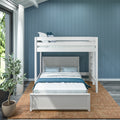 SLAM5 WP : Loft Bed Twin High Loft Bed with Straight Ladder on End + Full Bed, Panel, White