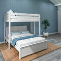 SLAM5 WP : Loft Bed Twin High Loft Bed with Straight Ladder on End + Full Bed, Panel, White