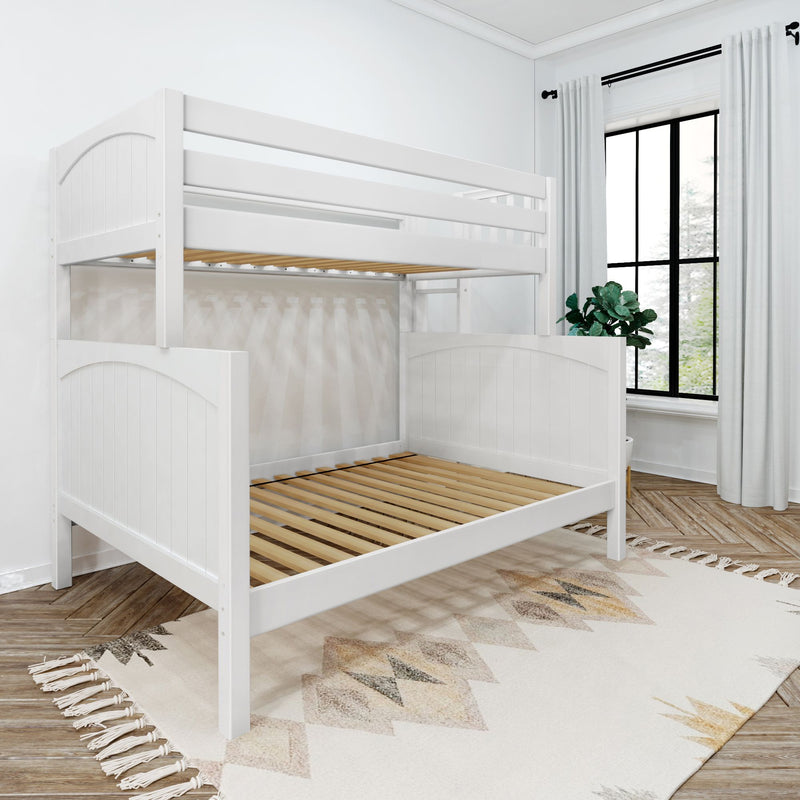 SLANT 1 WP : Bunk Bed Classic High Twin over Full Bunk Bed with Straight Ladder on End, Classic White Panel