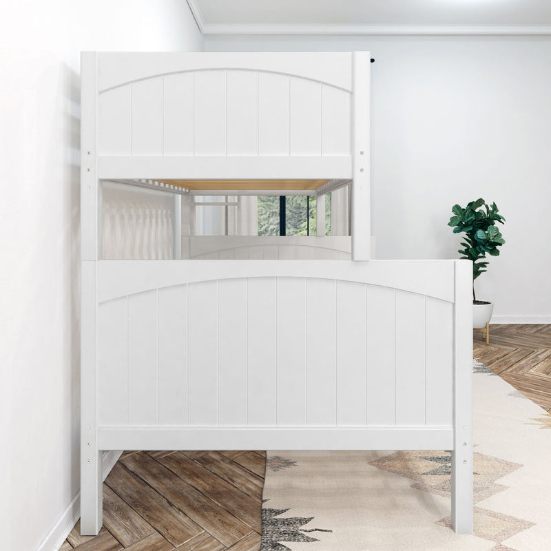 SLANT 1 WP : Bunk Bed Classic High Twin over Full Bunk Bed with Straight Ladder on End, Classic White Panel