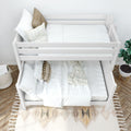 SLANT 1 WP : Bunk Bed Classic High Twin over Full Bunk Bed with Straight Ladder on End, Classic White Panel