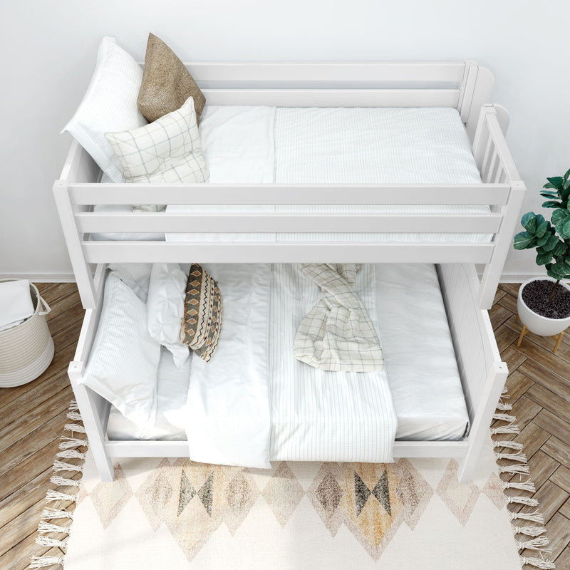 SLANT 1 WP : Bunk Bed Classic High Twin over Full Bunk Bed with Straight Ladder on End, Classic White Panel