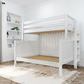 SLANT 1 WP : Bunk Bed Classic High Twin over Full Bunk Bed with Straight Ladder on End, Classic White Panel