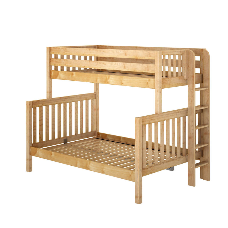SLANT XL 1 NS : Bunk Bed High Twin/ Full XL Bunk Bed w/ Straight Ladder on end, Slat, Natural