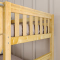 SLICK NS : Bunk Bed Classic Mid Twin over Full Bunk Bed with Slide and Angled Ladder on Front, Natural Birch Slats