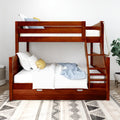 SLOPE TR CP : Bunk Bed Twin over Full Medium Bunk Bed with Angled Ladder and Trundle Bed, Panel, Chestnut