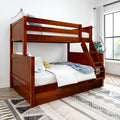 SLOPE TR CP : Bunk Bed Twin over Full Medium Bunk Bed with Angled Ladder and Trundle Bed, Panel, Chestnut