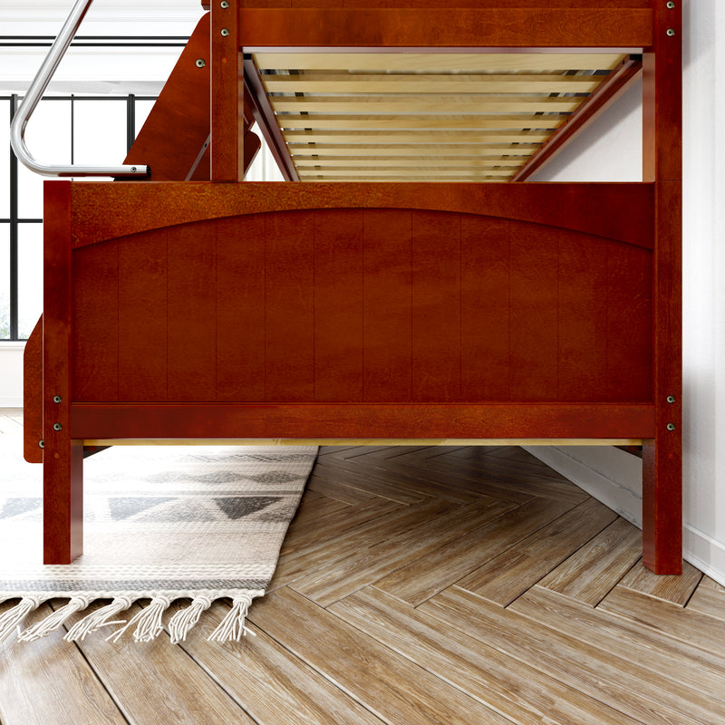 SLOPE TR CP : Bunk Bed Twin over Full Medium Bunk Bed with Angled Ladder and Trundle Bed, Panel, Chestnut