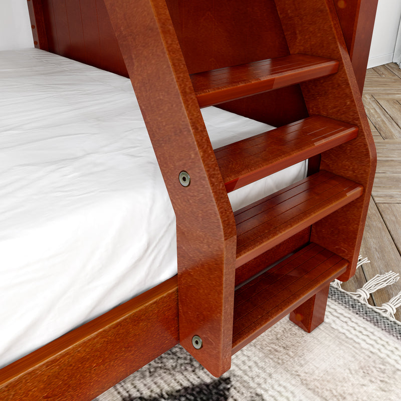SLOPE TR CP : Bunk Bed Twin over Full Medium Bunk Bed with Angled Ladder and Trundle Bed, Panel, Chestnut