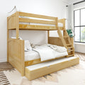 SLOPE TR NP : Bunk Bed Twin over Full Medium Bunk Bed with Angled Ladder and Trundle Bed, Panel, Natural