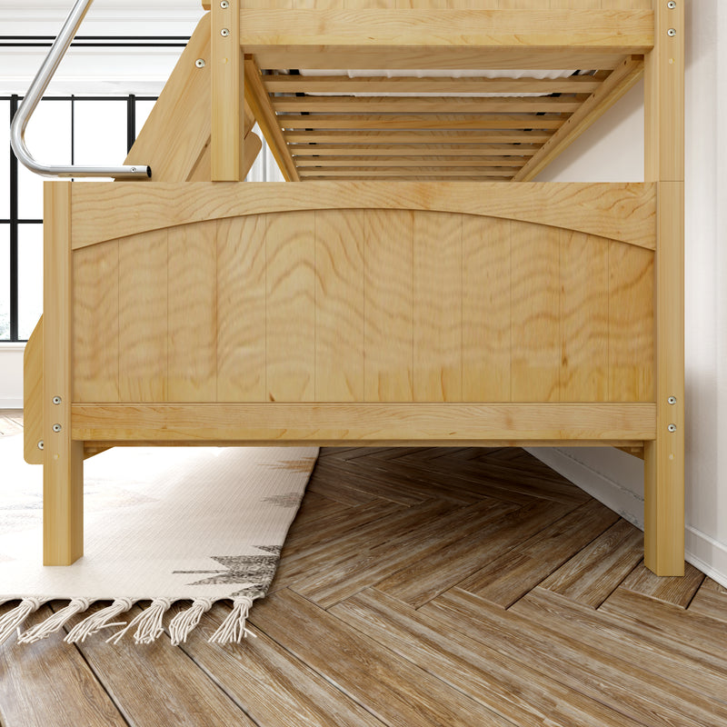 SLOPE TR NP : Bunk Bed Twin over Full Medium Bunk Bed with Angled Ladder and Trundle Bed, Panel, Natural