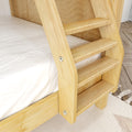SLOPE TR NP : Bunk Bed Twin over Full Medium Bunk Bed with Angled Ladder and Trundle Bed, Panel, Natural